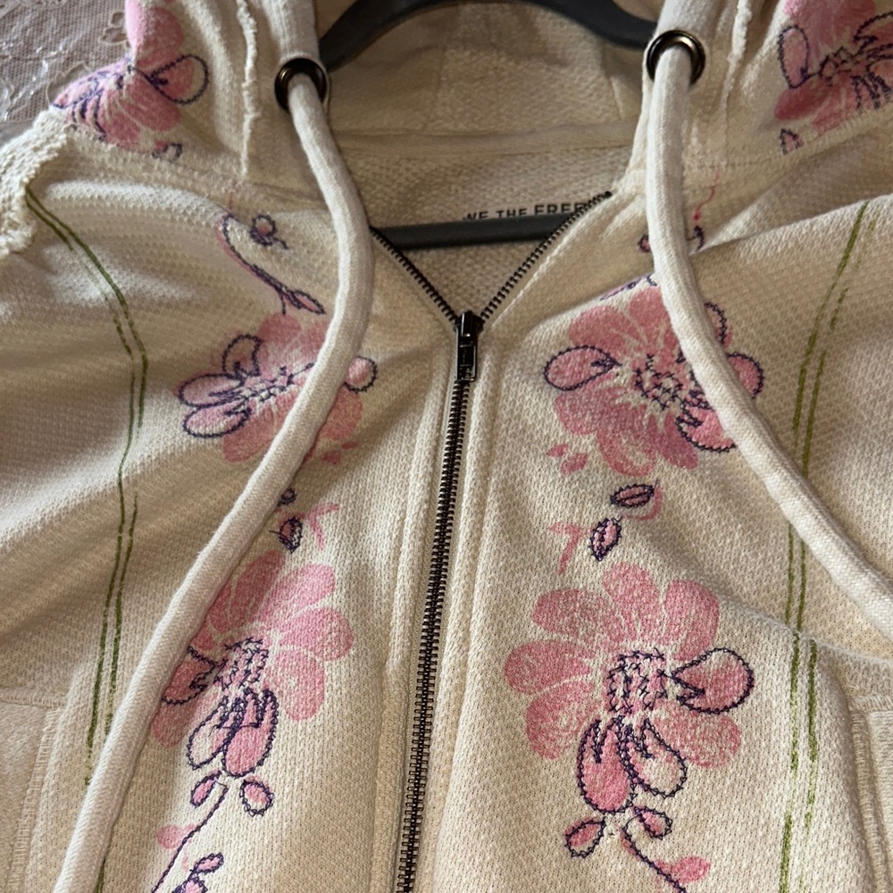 We The Free Up The Vine zip Hoodie Ivory Combo Size XL NWT - Picture 6 of 16